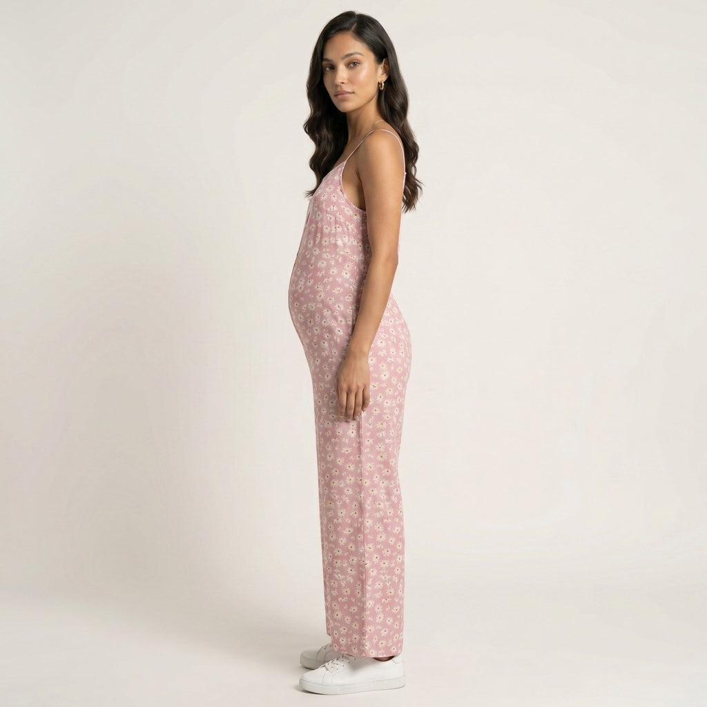 Anna-Kaci Women's Floral Print Jumpsuit Spaghetti Strap Sleeveless Wide Leg Relaxed Fit One Piece