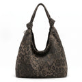 Oversized Leopard Print Hobo Shoulder Bag with Knotted Strap