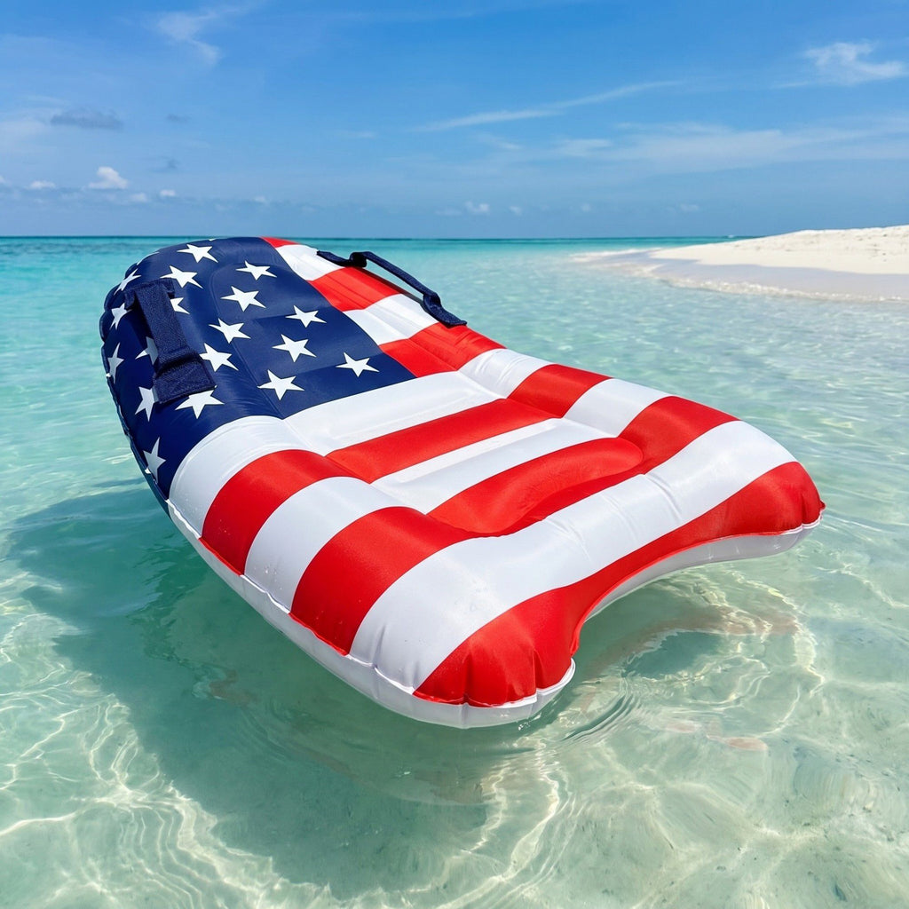 Inflatable Pool Float Lounger with Headrest Stars and Stripe Design Durable PVC Water Float for Pool Beach 44x20.8in