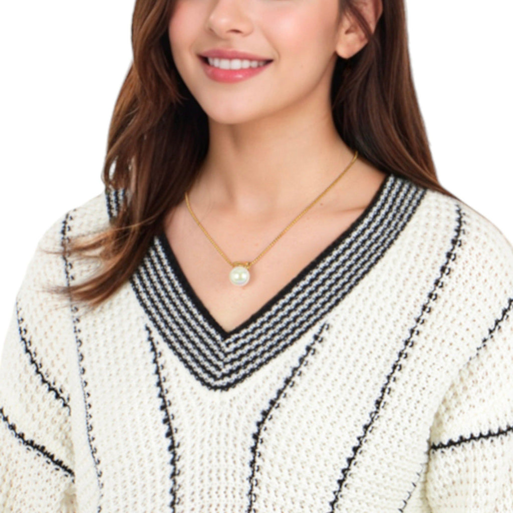 Gold Tone Pendant Fashion Style Necklace with Faux Pearl Drop and X Charm