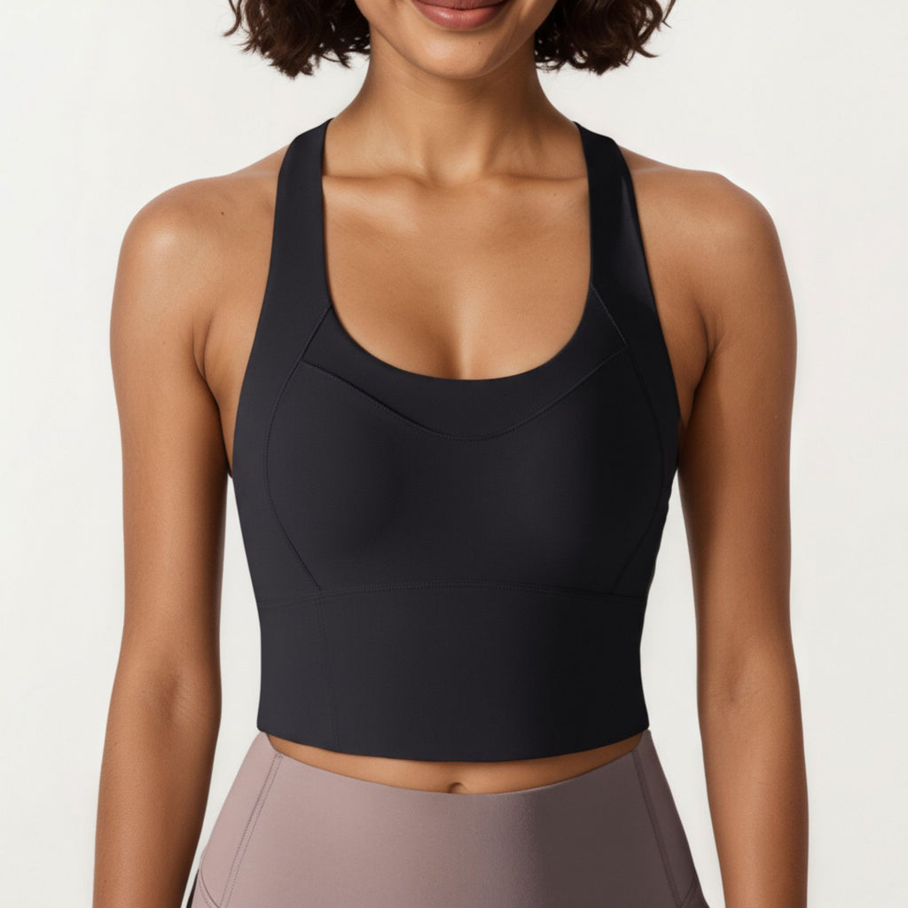 Anna-Kaci Active Women's Cross Back Sports Tank Top with Scoop Neckline and Wide Supportive Band
