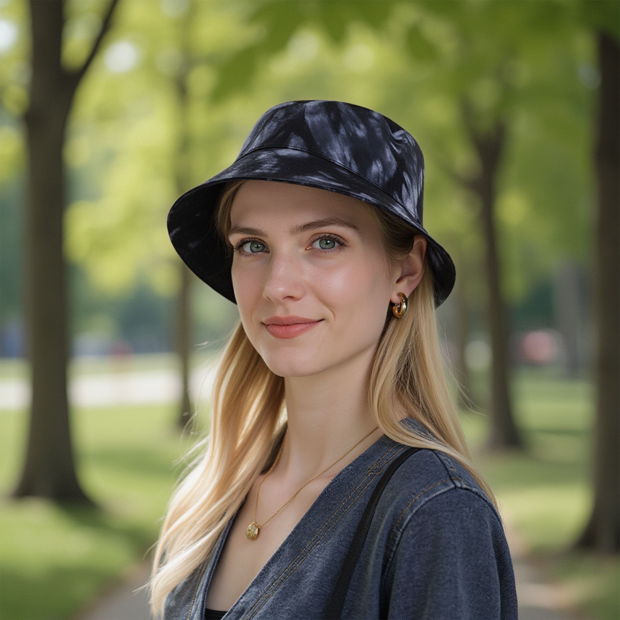 Anna-Kaci Summer Fisherman Hat Outdoor Travel Tie Dye Bucket Hat with Wide Brim Casual Sun Protection