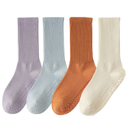 Anna-Kaci 4-Pack Women's Anti-Slip Yoga Socks with Grips Comfortable Ribbed Design for Exercise and Indoor Use