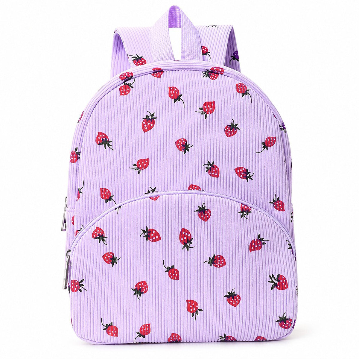 Printed Ribbed Mini Backpack with Front Pocket