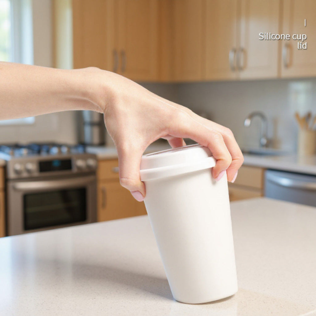 Anna-Kaci 4pcs per Set Reusable Silicone Coffee Cup Lid Spill Resistant Hot Drink Cover with Sip Opening 3.5x0.7in