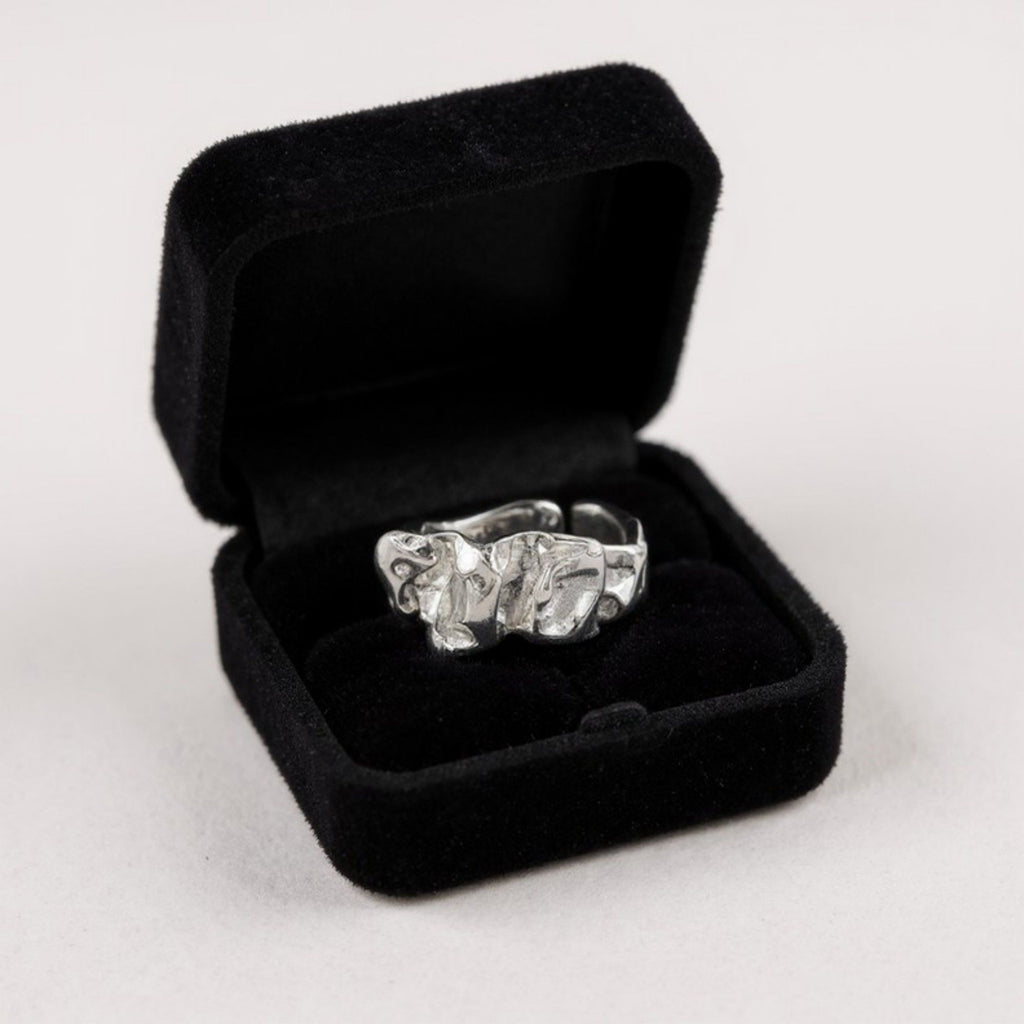 Women's Textured Adjustable Ring with Organic Sculpted Design