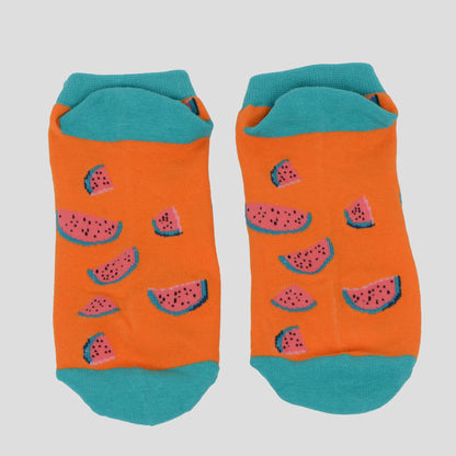 Anna-Kaci Women's  Fruit Print No Show Socks Breathable Cotton 6pk