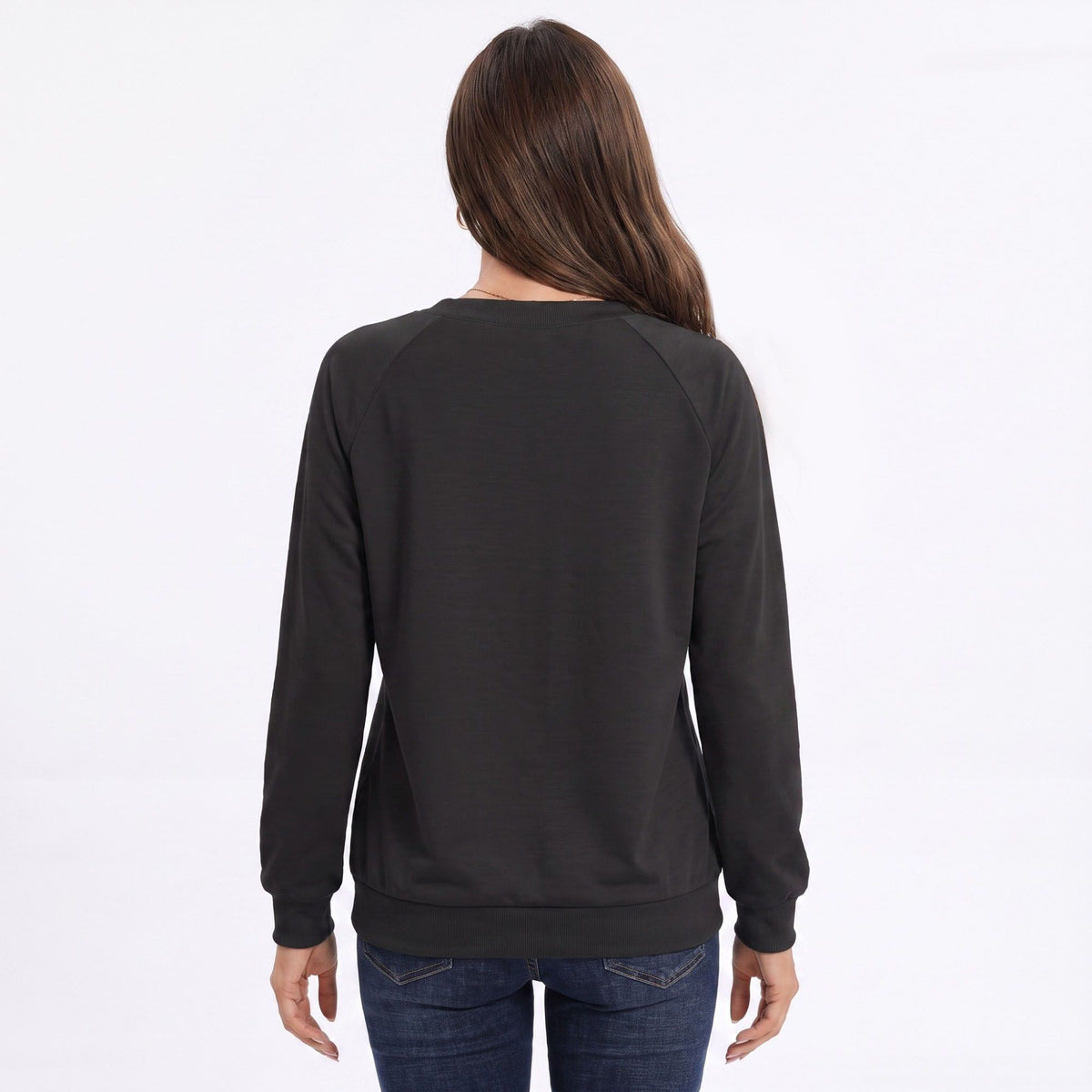 Long Sleeve V-Neck Sweatshirt with Raglan Sleeves