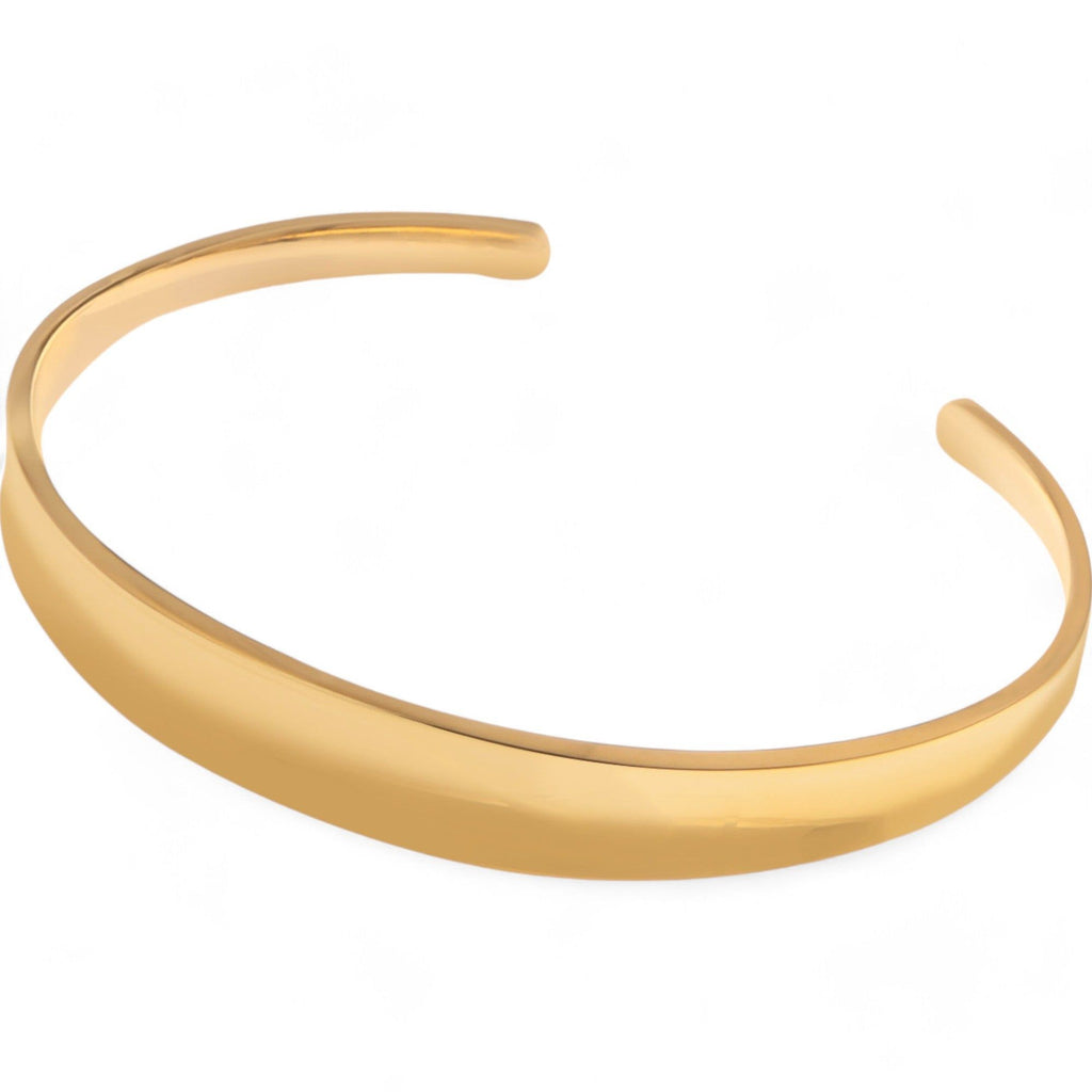 Women's Slim Polished Cuff Fashion Bracelet with Gold Tone Minimalist Jewelry Piece
