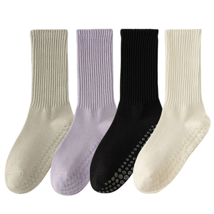 Anna-Kaci 4-Pack Women's Anti-Slip Yoga Socks with Grips Comfortable Ribbed Design for Exercise and Indoor Use