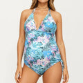 Anna-Kaci Swim Women's Maternity Floral Print One-Piece Swimsuit with Halter Neck and Side Tie Detail