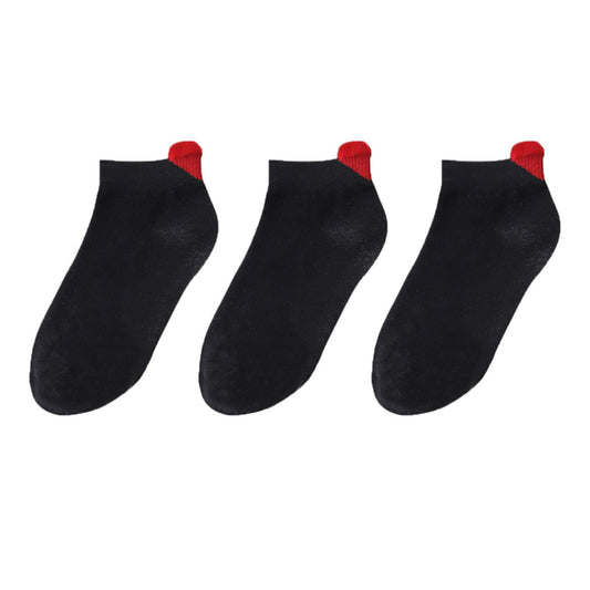 Anna-Kaci Women's Ankle Socks with Ribbed Heart-Shaped Heel Detail Soft Stretch Knit Comfort 3-Pack