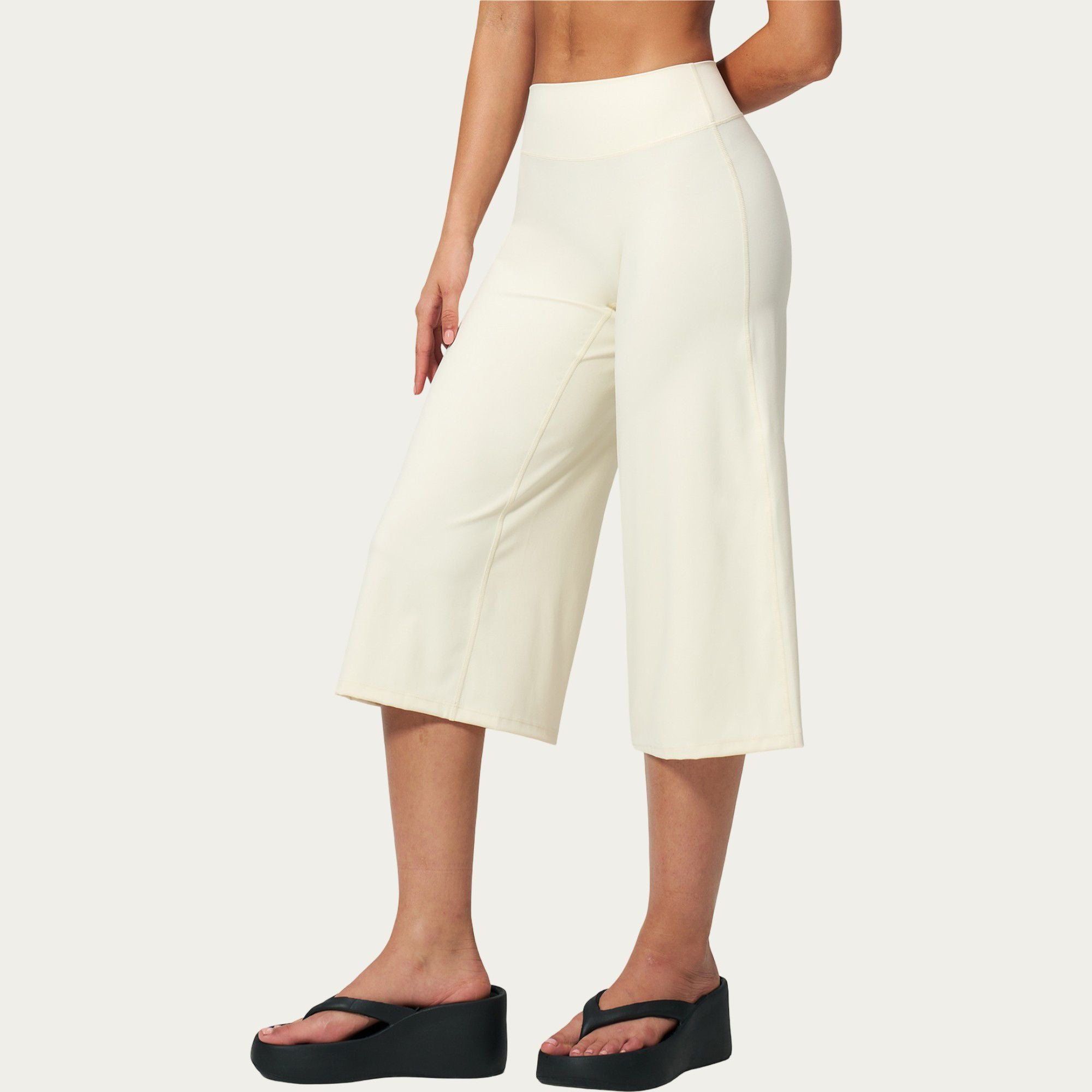 Anna-Kaci Active Women's High Waist Capri Wide Leg Pants with Smooth Stretch Fabric and Relaxed Fit