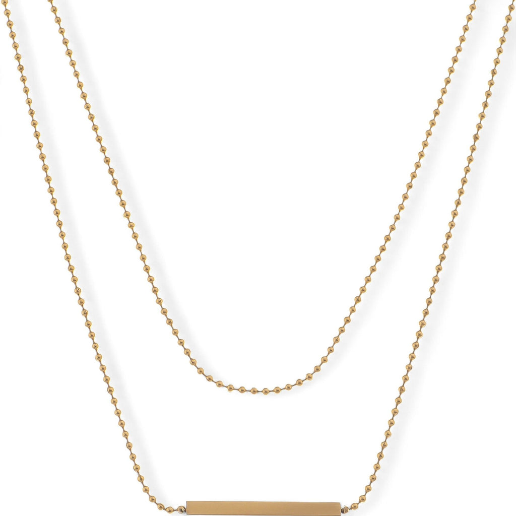Women's Double Layer Gold Tone Bar Pendant Fashion Necklace Minimalist Chain Design