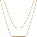 Women's Double Layer Gold Tone Bar Pendant Fashion Necklace Minimalist Chain Design