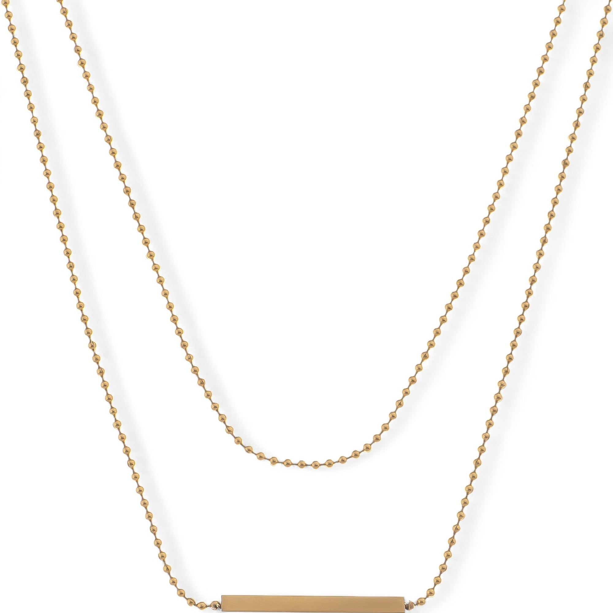 Women's Double Layer Gold Tone Bar Pendant Fashion Necklace Minimalist Chain Design