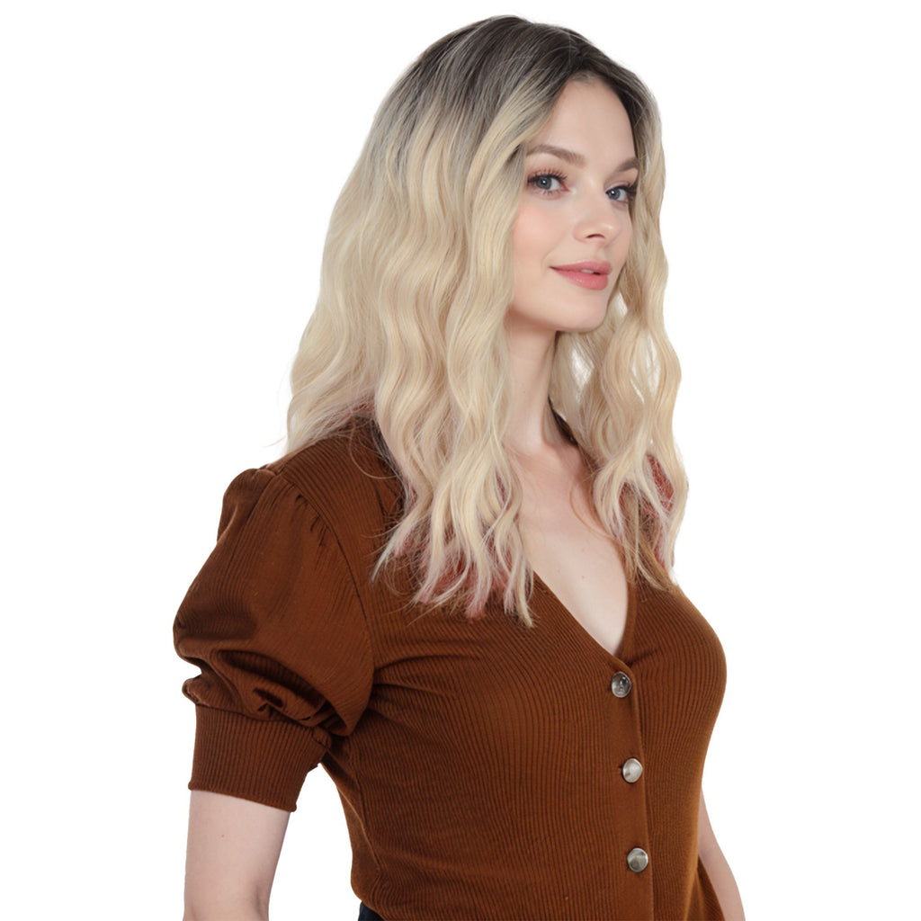Synthetic Wavy Bob Wig with Curtain Bangs Short Curly Hair for Daily Wear