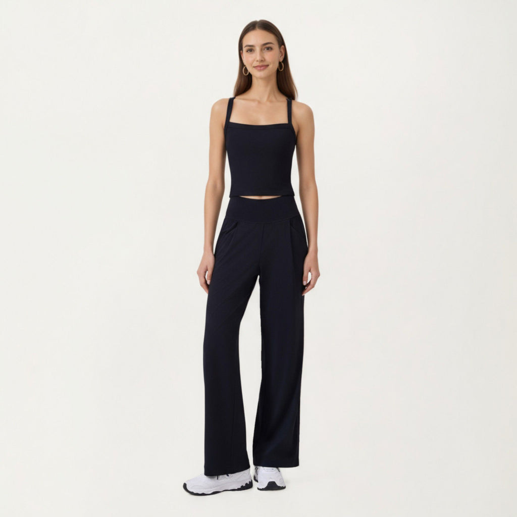 Anna-Kaci Active Women's High Waist Wide Leg Sweatpants with Side Pockets and Smooth Stretch Fabric