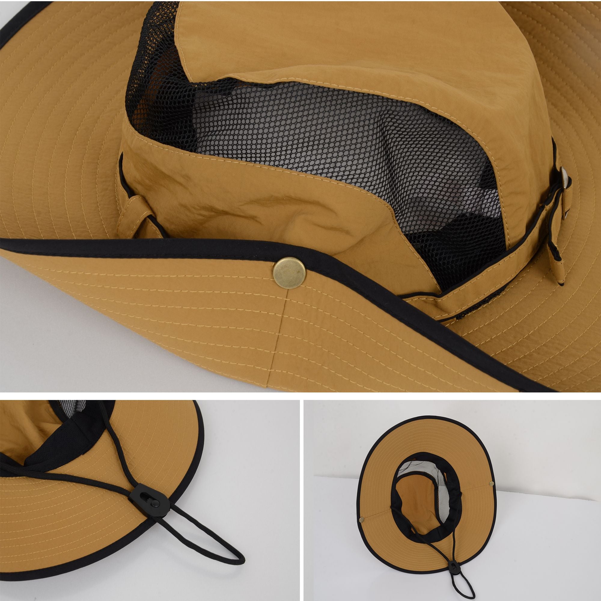 Anna-Kaci Wide Brim Outdoor Hat with Mesh Ventilation Snap-Up Sides and Chin Strap for Hiking, Beach, Travel, and Sun Protection