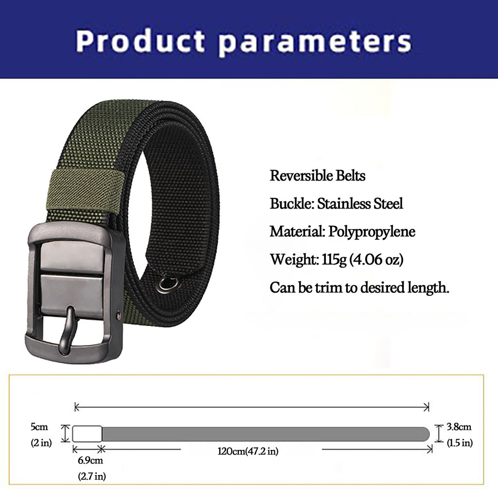 Anna-Kaci Women's Reversible Belt - Adjustable Military-Style Belt with Stainless Steel Buckle