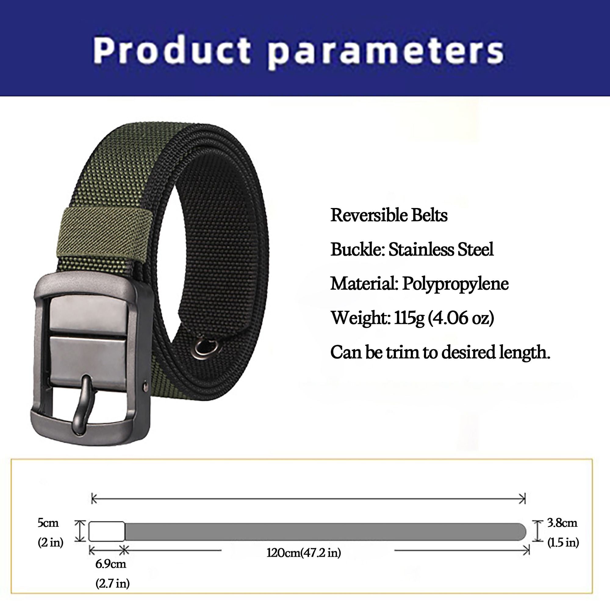 Anna-Kaci Women's Reversible Belt - Adjustable Military-Style Belt with Stainless Steel Buckle