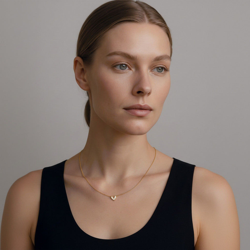 Dainty Heart Pendant Necklace with Smooth Enamel Accent and Valentine Delicate Chain for Feminine Touch