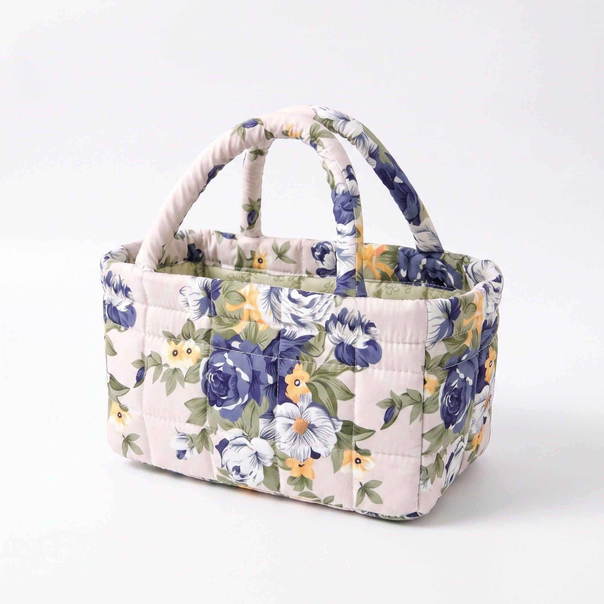 Cesta de almacenamiento floral acolchada con asas