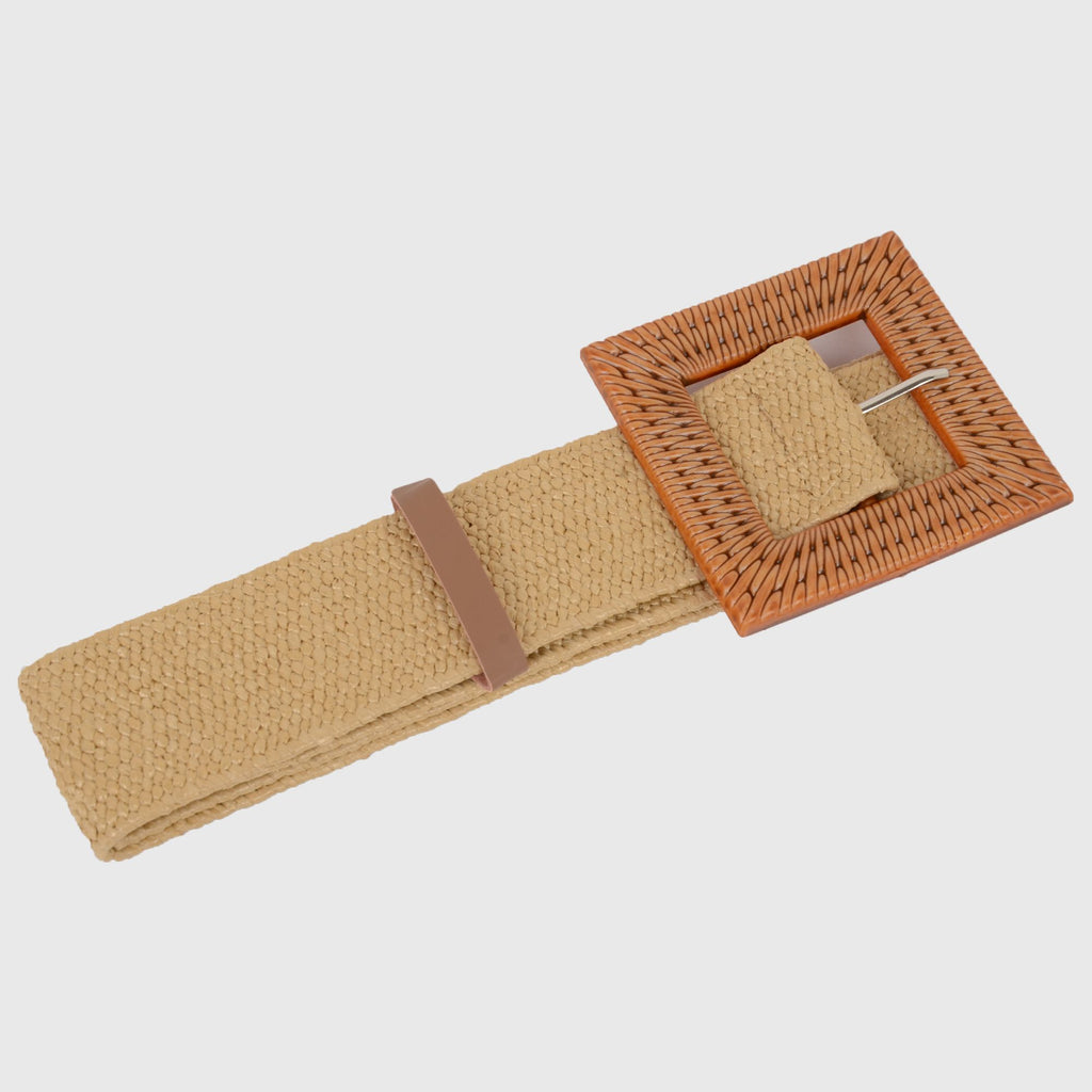 Anna-Kaci Stylish Straw Belt with Woven Buckle