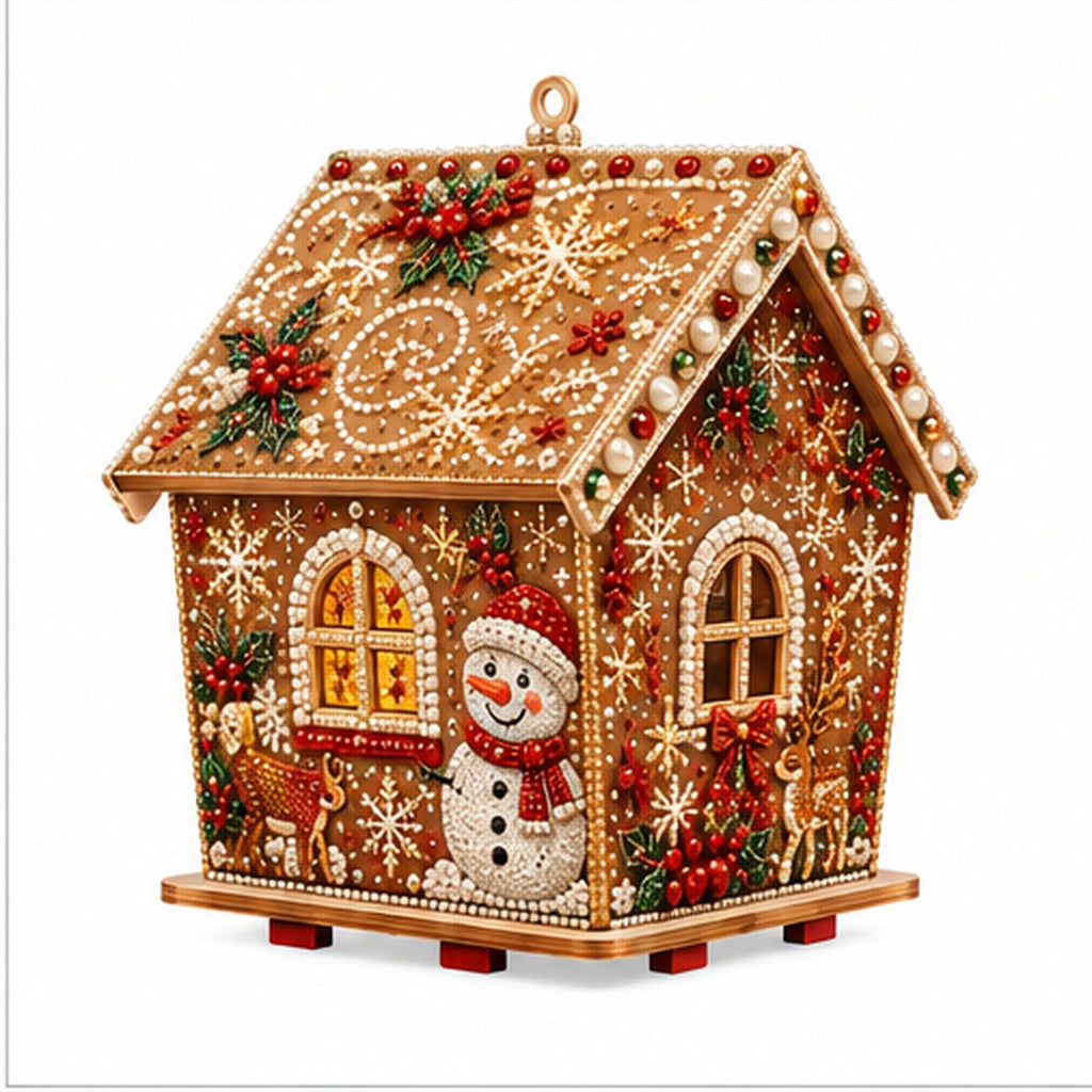 DIY Pearl Art Christmas Birdhouse Craft Kit with 3D Holiday Design