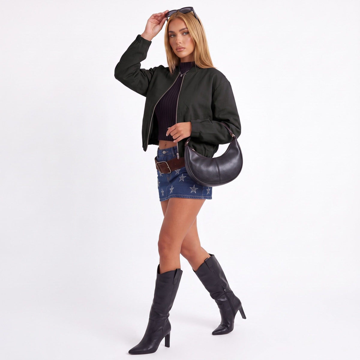 Casual Lightweight Cropped Bomber Jacket