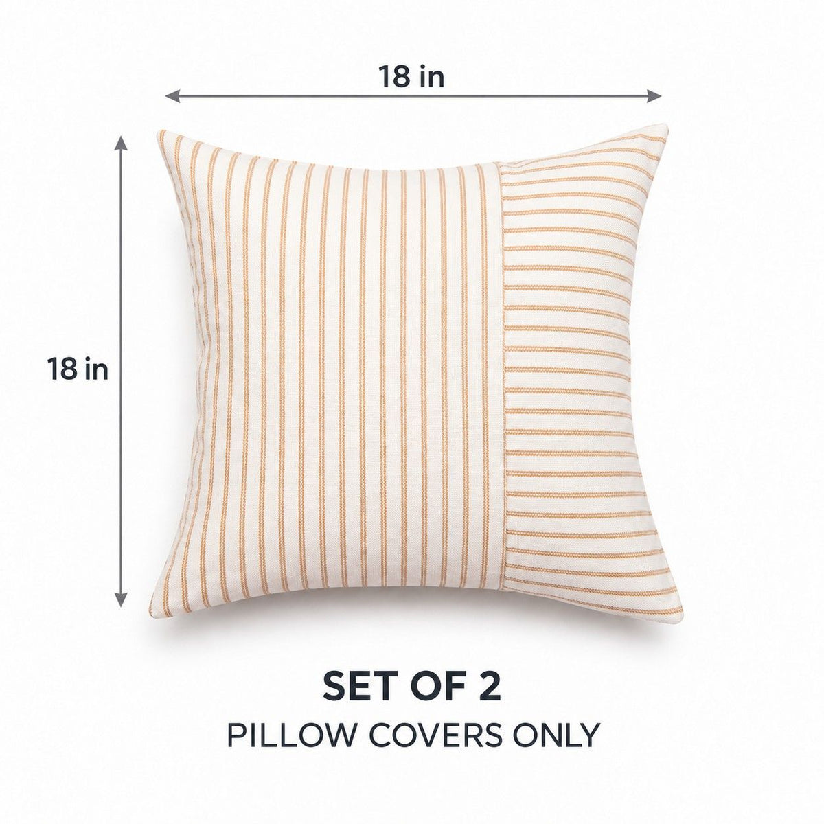 2 Pack Striped Textured Throw Pillow Covers 18 x 18 Inch for Couch Sofa and Bed