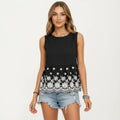 Anna-Kaci Women's Embroidered Floral Peplum Tank Top with Back Tie