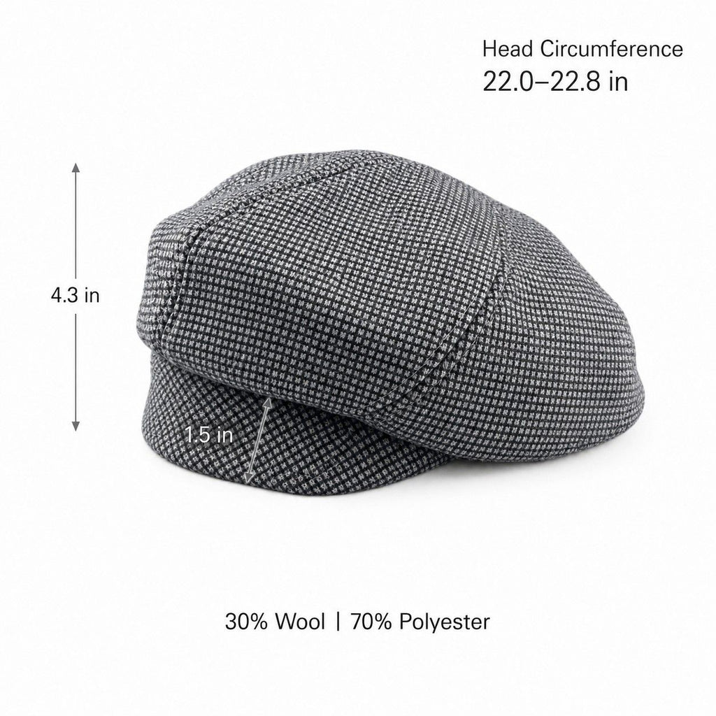 Wool Blend Houndstooth Beret Hat Vintage Painter Cap for Fall Winter