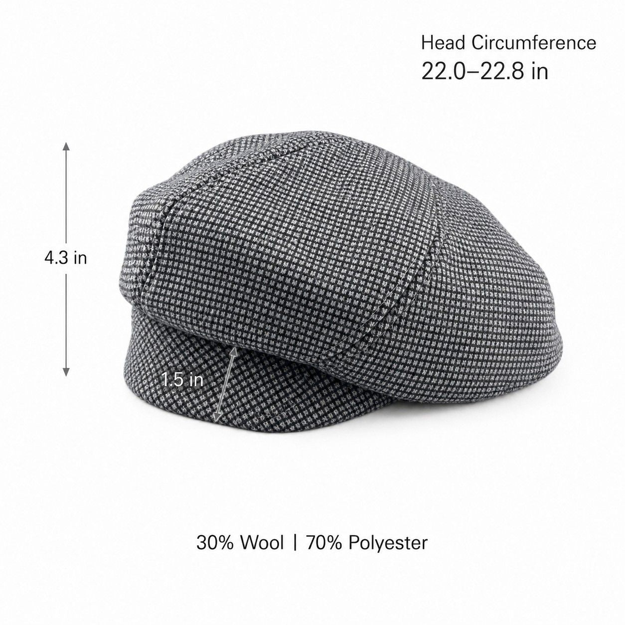 Wool Blend Houndstooth Beret Hat Vintage Painter Cap for Fall Winter
