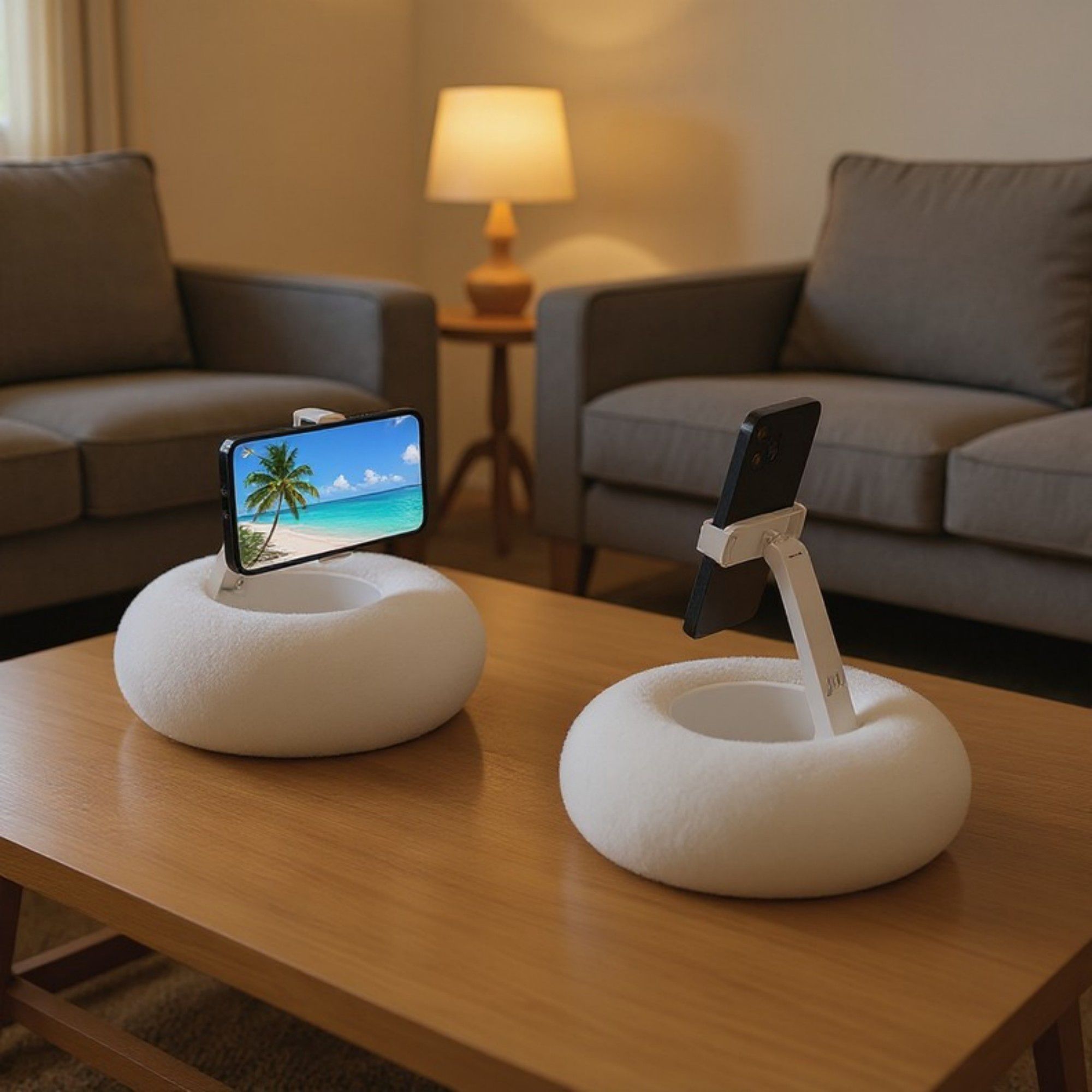 Anna-Kaci Plush Weighted Phone Stand with Adjustable Folding Holder for Hands-Free Viewing and Device Support