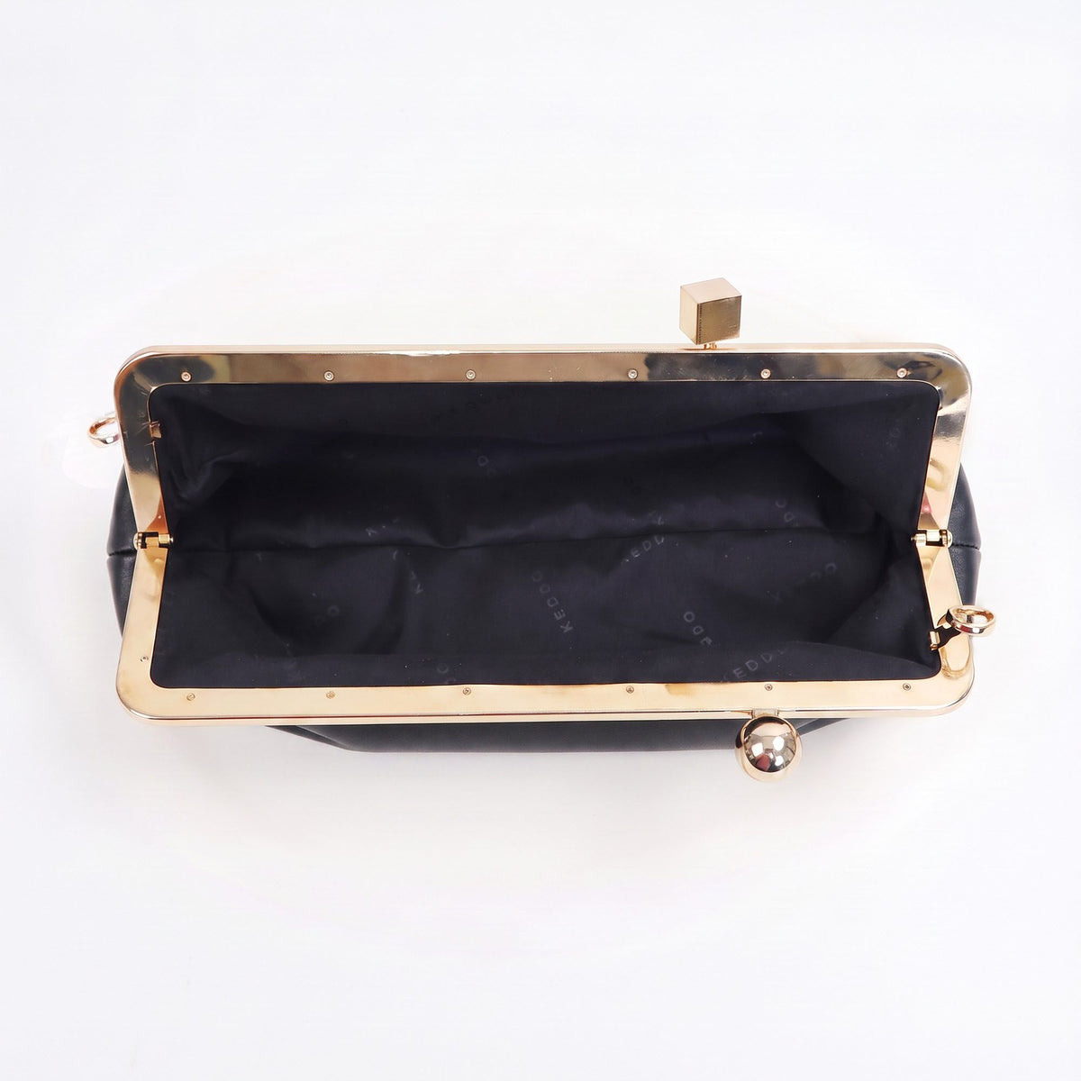 Faux Leather Metal Frame Clasp Shoulder Bag Evening Clutch