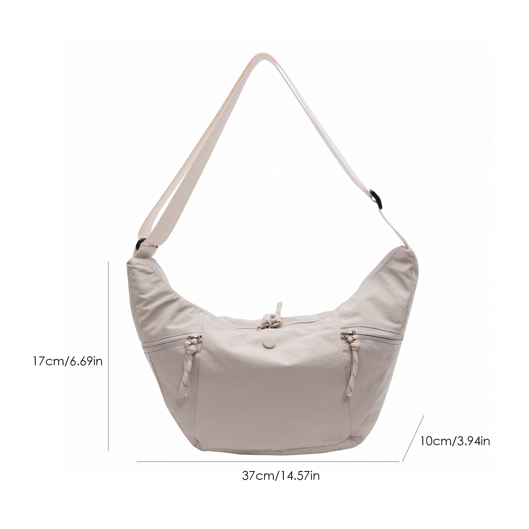 Lightweight Multi Pocket Crescent Crossbody Bag with Adjustable Strap