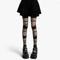 Anna-Kaci Women's Sheer Tights with Wrapped Ribbon Illusion and Gothic Layered Design