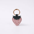 Strawberry Bag Charm with Pink Polka Dots and Gold Tone Ring Clip