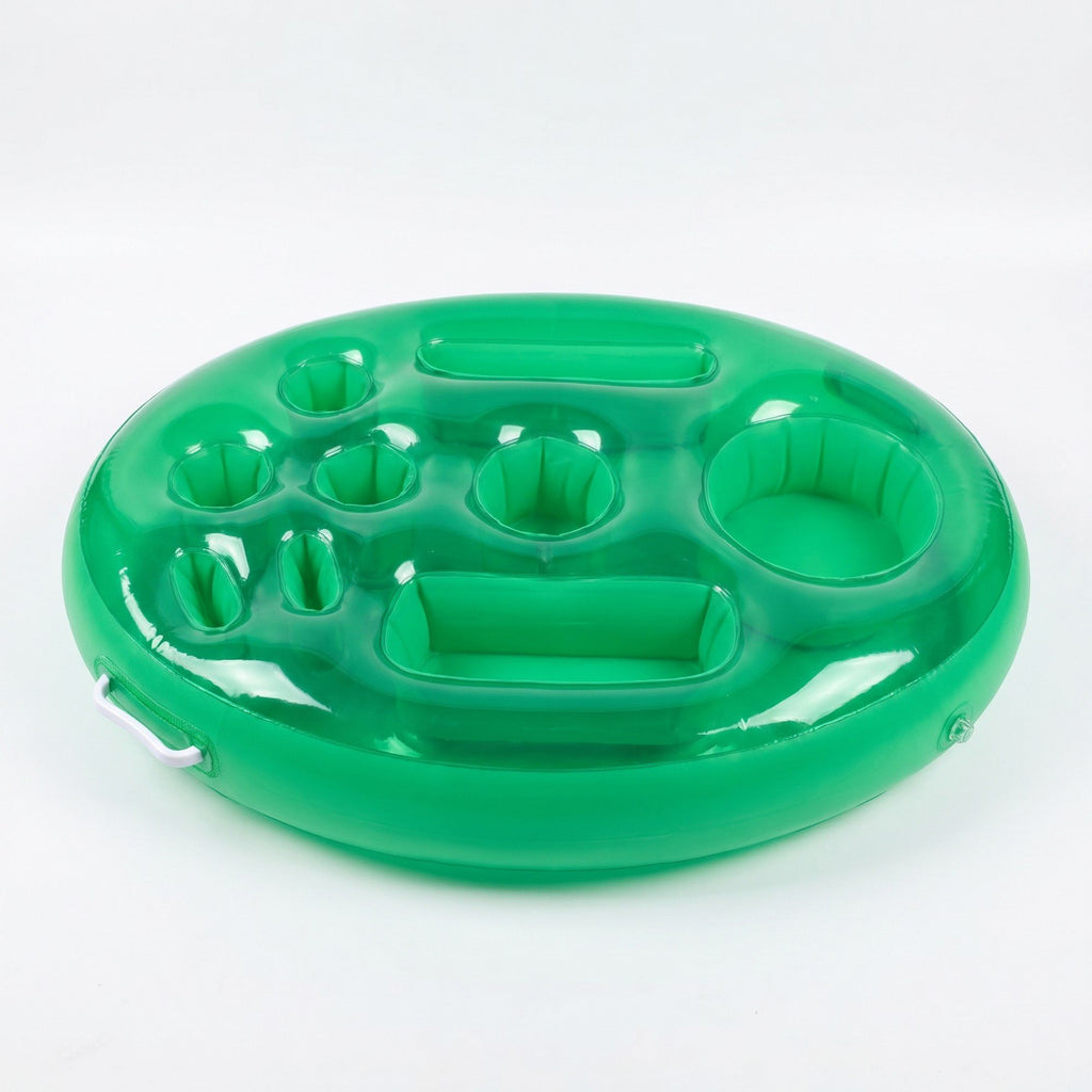 Green Inflatable Pool Serving Float with Cup Holders and Snack Trays