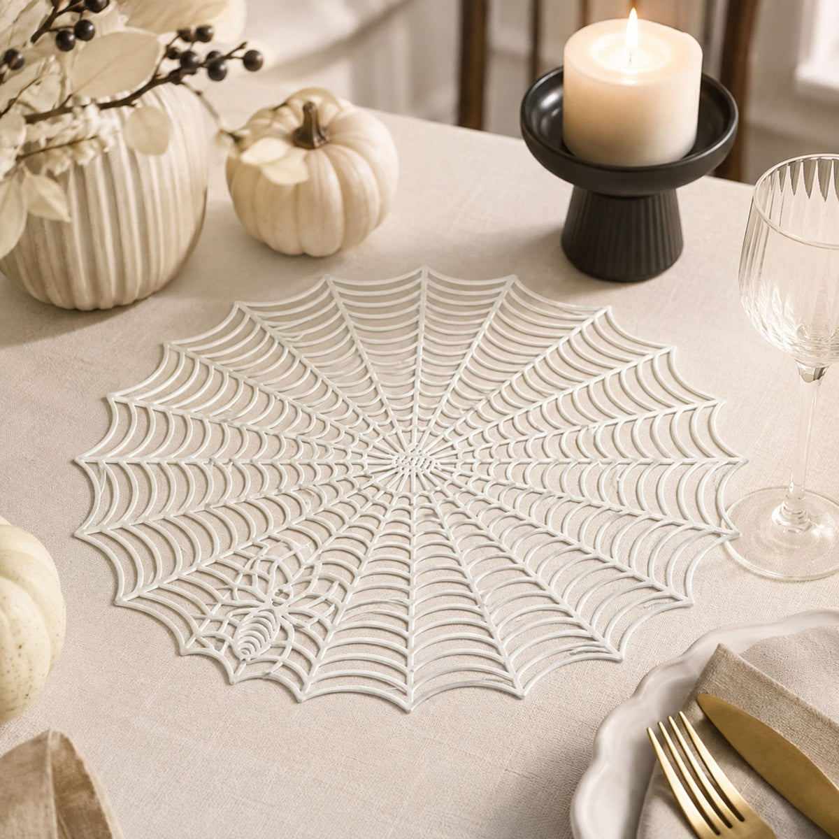 Halloween Spiderweb PVC Waterproof Non-Slip Placemat