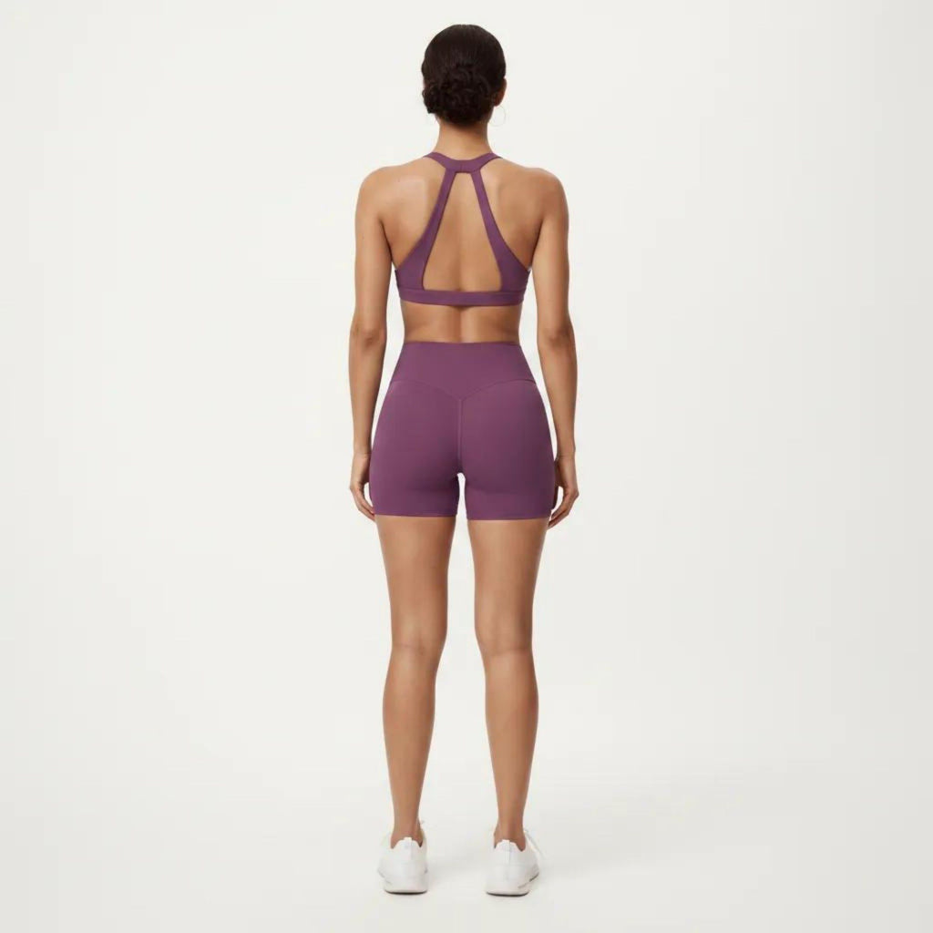 Anna-Kaci Active Women's Racerback Sports Bra with Scoop Neck and Open Back Cutout Design