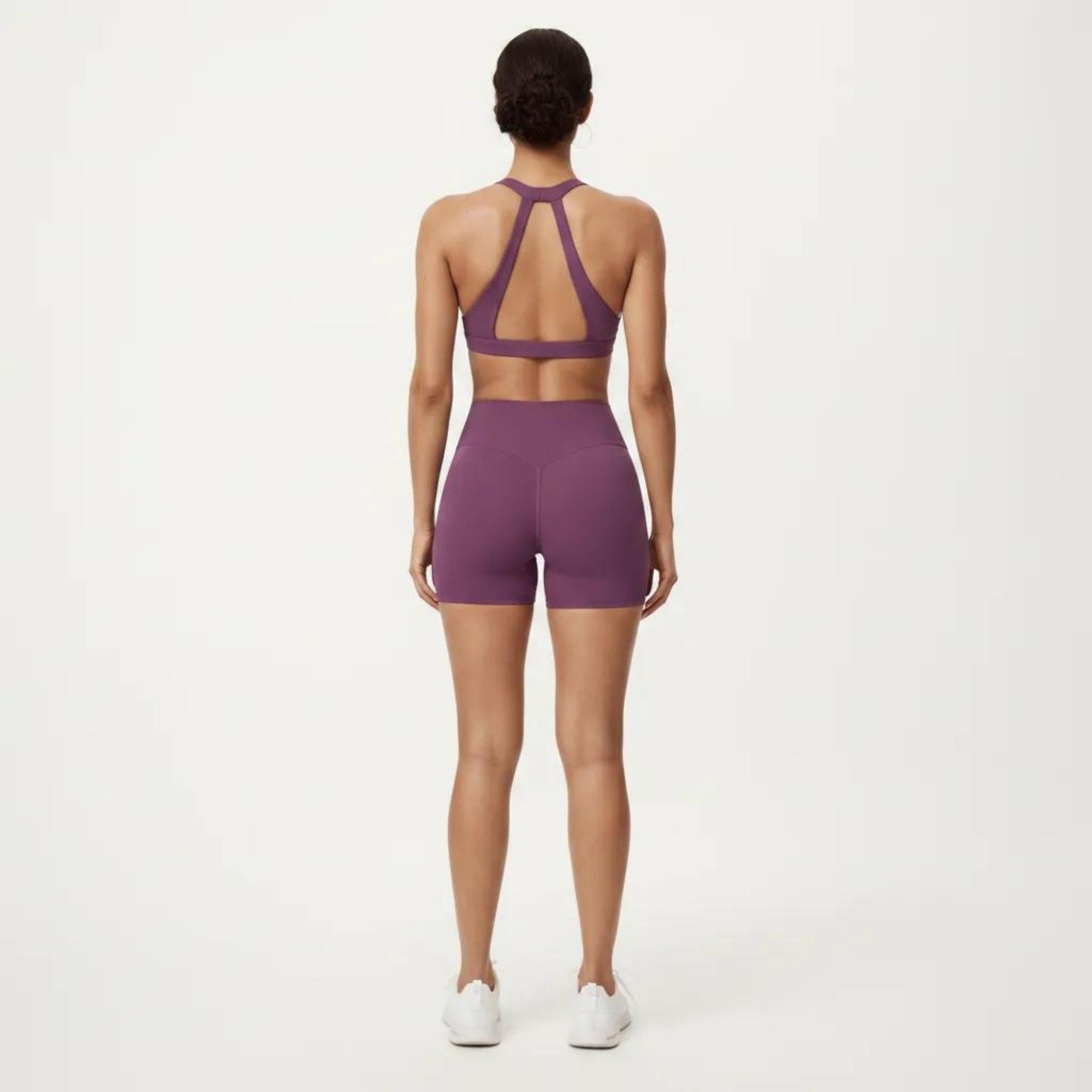 Anna-Kaci Active Women's Racerback Sports Bra with Scoop Neck and Open Back Cutout Design