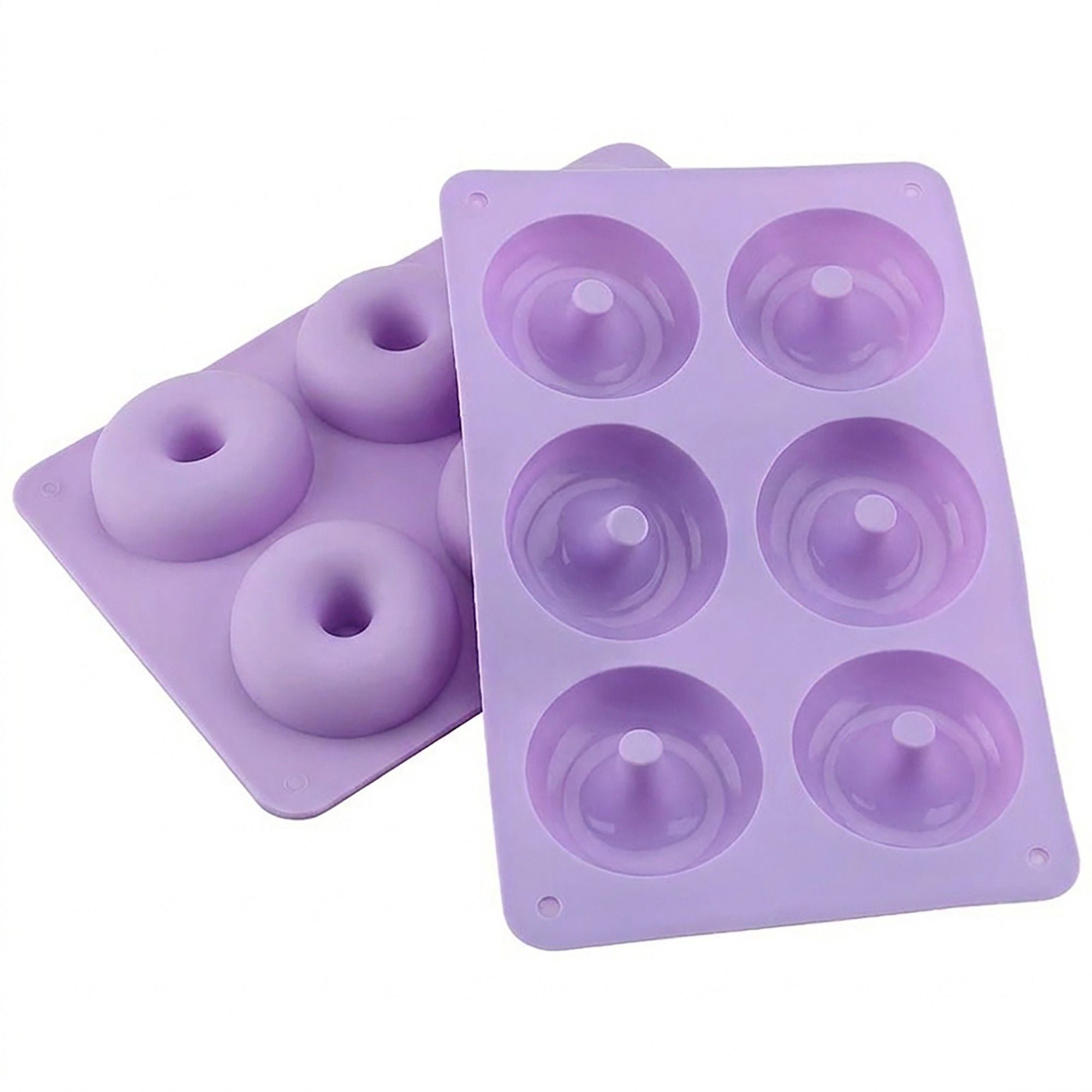 2-Piece Silicone Donut Baking Mold with 6 Round Ring Cavities