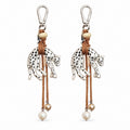2 Pack Leopard Bag Charm Keychain with Beaded Tassel and Lobster Clasp