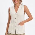 Anna-Kaci Women's Button Front Sweater Vest V Neck Sleeveless Knit Pocket Top