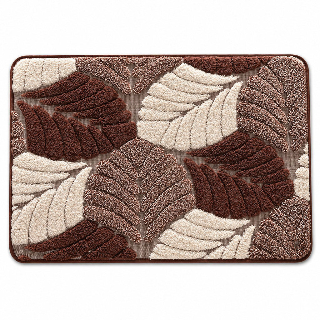 Botanical Leaf Bath Mat Nonslip Tufted Accent Rug 15.7 x 23.6 Inches