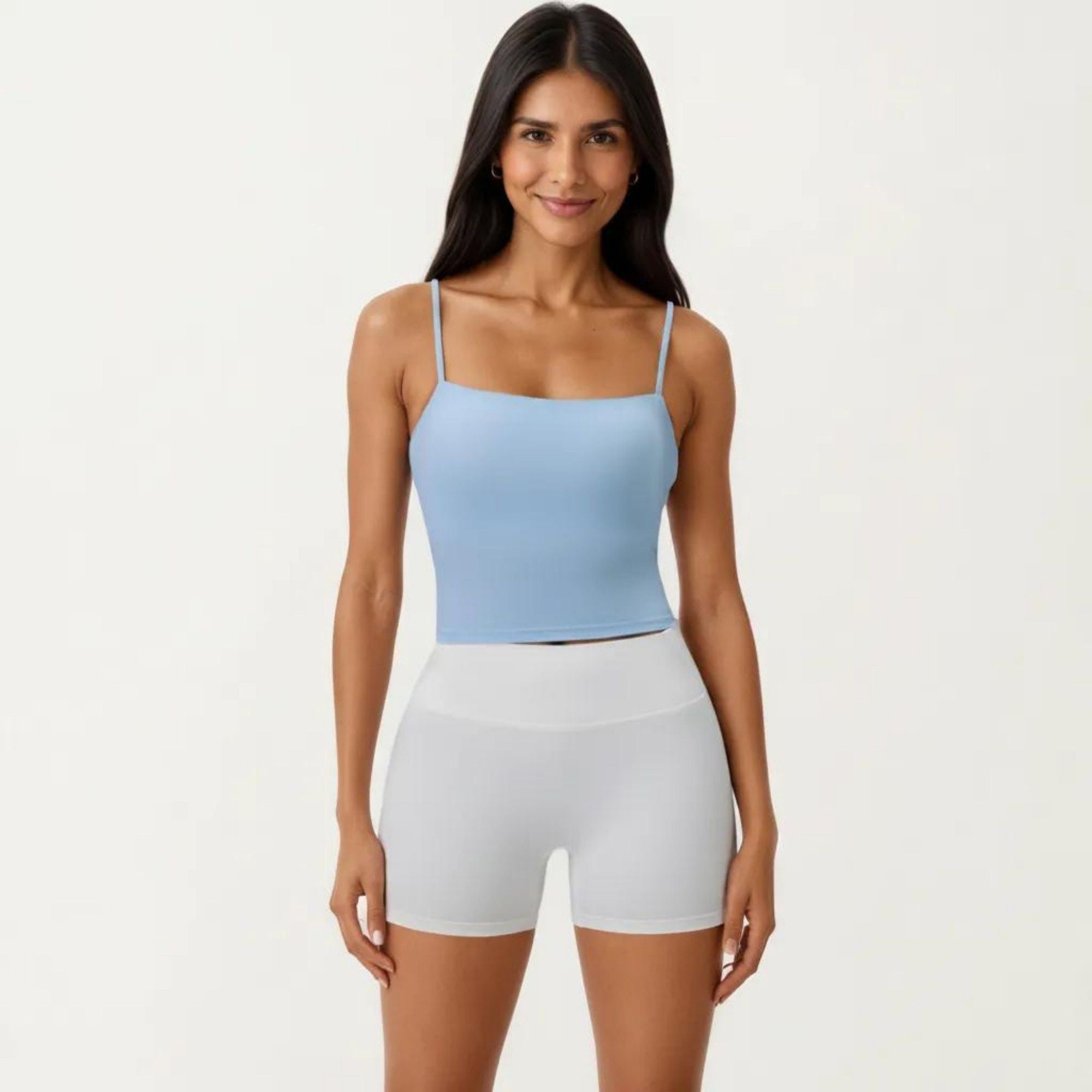 Anna-Kaci Active Women's Longline Cami Sports Bra with Adjustable Straps and Straight Neckline