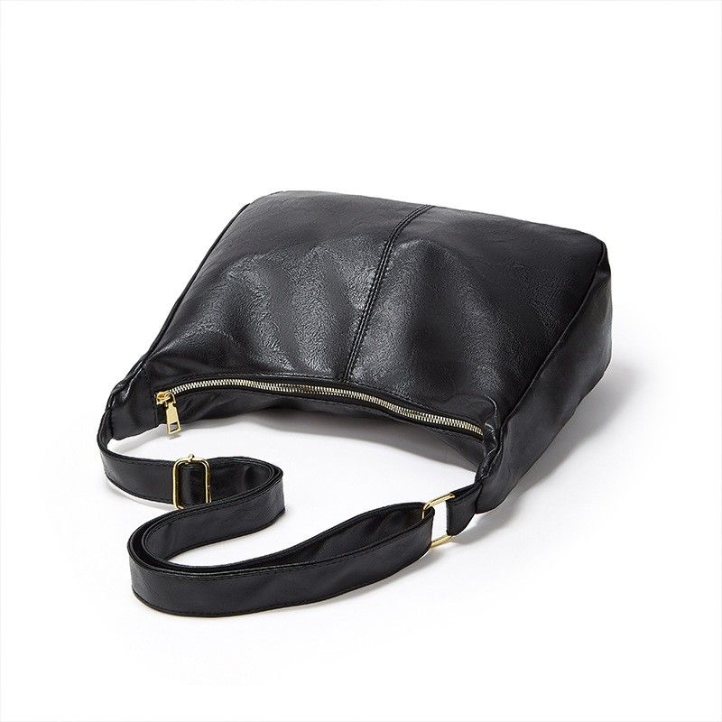 Faux Leather Hobo Shoulder Bag with Adjustable Strap and Zip Pocket