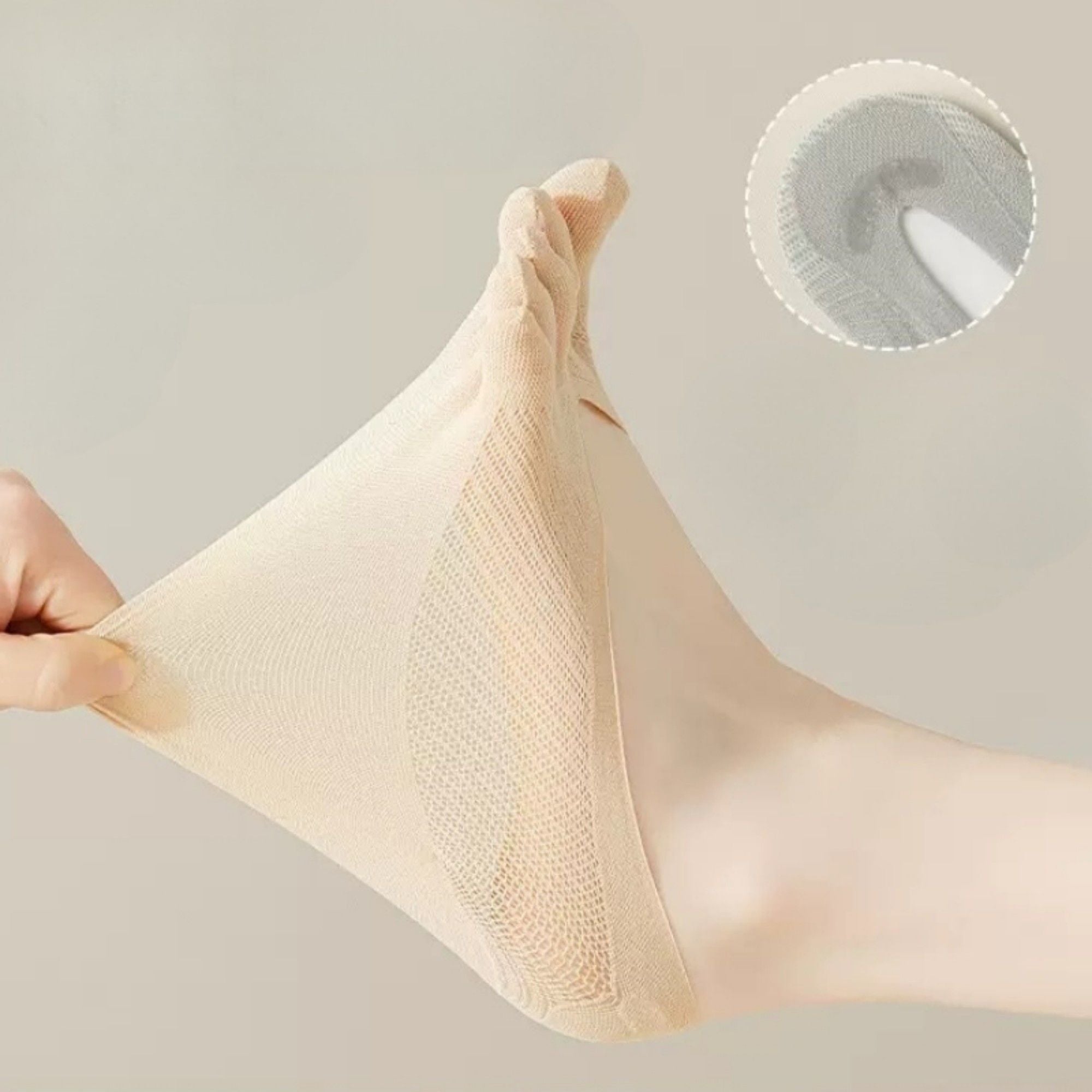 Anna-Kaci Women's Mesh Toe Socks with Non-Slip Silicone Heel Grip Ultra Low Cut Breathable No Show Sock 3-Pack